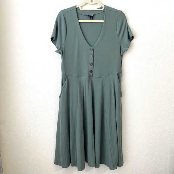 Torrid Dresses & Skirts - Torrid Dress Womens Size 0 Large Ribbed Skater Dress Green Pockets Stretch
